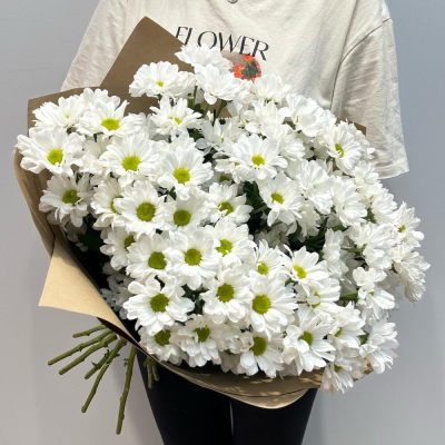 Букет «Летняя свежесть» – дыхание лета в белых хризантемах Богородск Нижегородская область